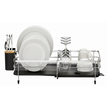 Expandable Dish Rack Stainless Steel with Cutlery Holder