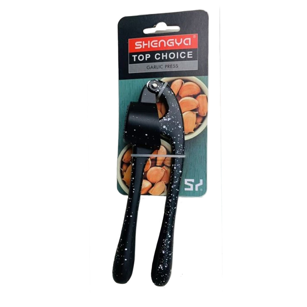 Premium Metal Garlic Press Black Granite