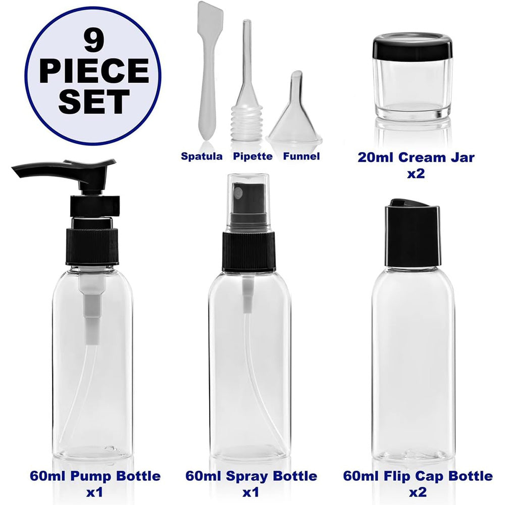 Danny Go 9 Piece Travel Bottle Set with Clear Airport Bag DT041