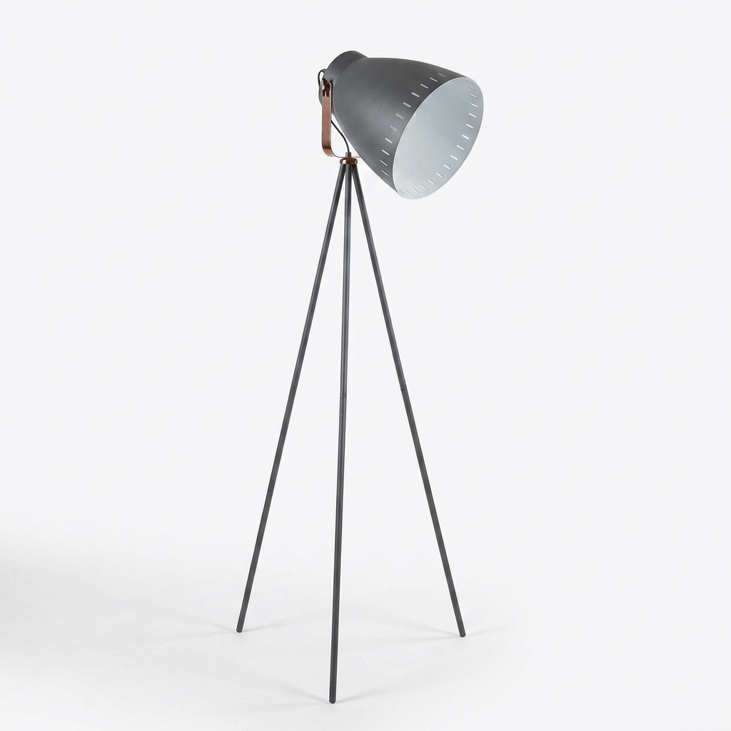 Nino Germany Makky Floor Lamp – Industrial Black & Copper Swivel Spotlight