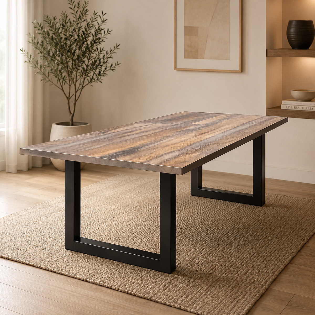 U-Gestell MDF Scratch-Resistant Dining Table with Metal Legs