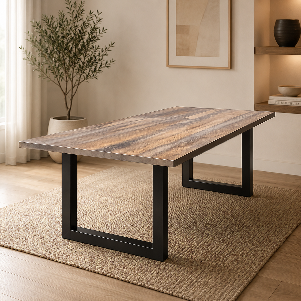 U-Gestell MDF Scratch-Resistant Dining Table with Metal Legs