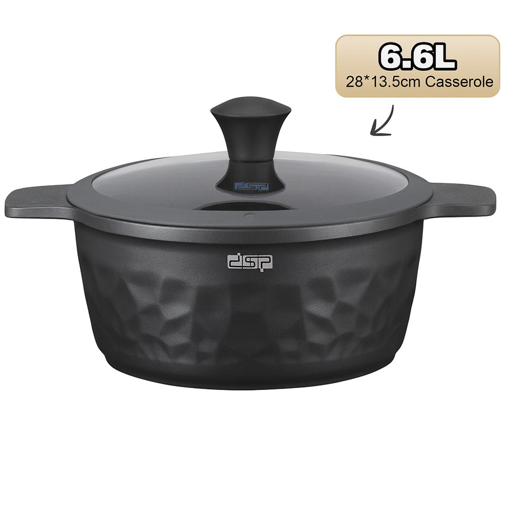 DSP CA022-S01-Black, Die-Casting Non-Stick Casserole Set – 7 Pieces