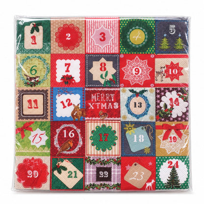 Cucina & Tavola Advent Calendar Christmas Napkins – 20 Pack, 33 × 33 cm
