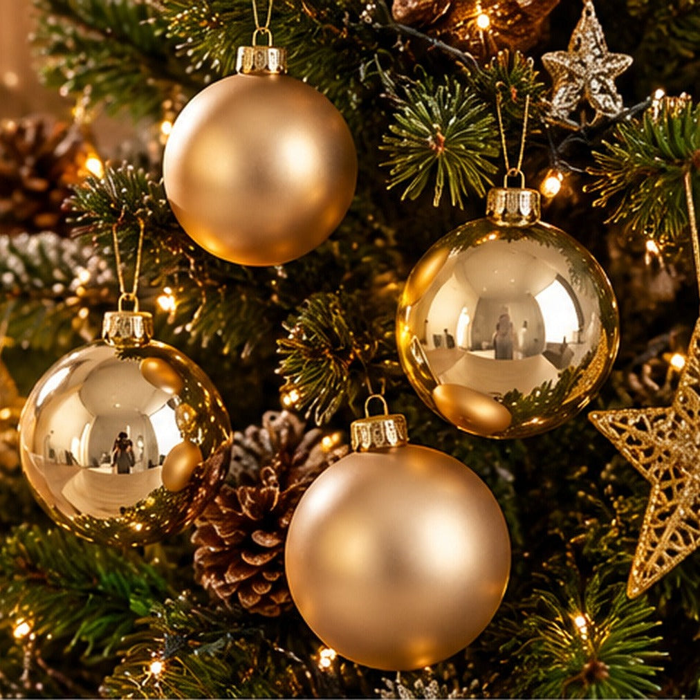 Noël Champagne Gold Christmas Baubles – Set of 9