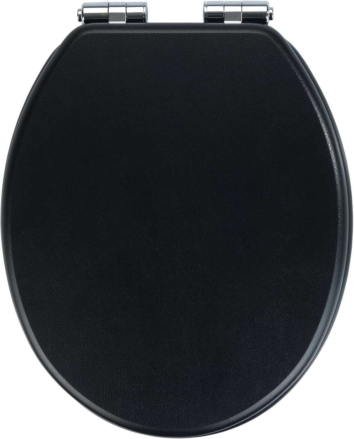 Wenko Toilet Seat Black – Soft Close MDF WC Seat with Leather Look Design