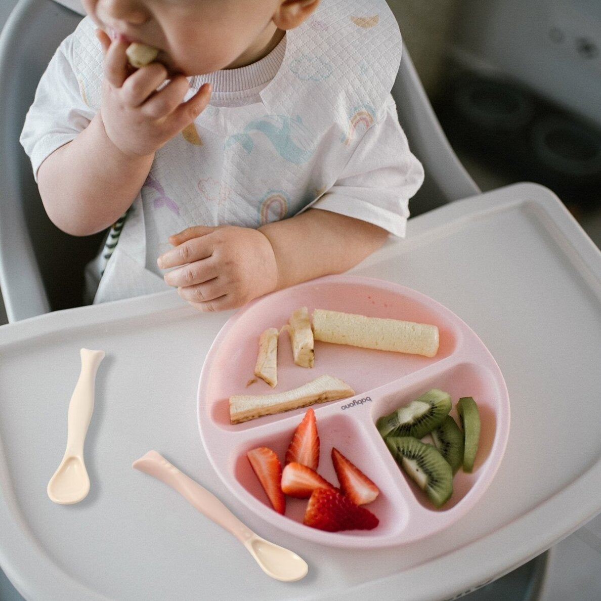 plastic spoons for babies 2 pcs beige pink