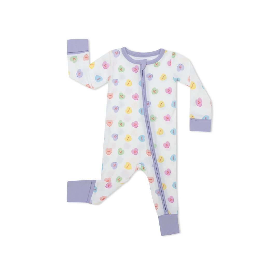 TeeJayz Candy Heart Bamboo Zippy Onesie 6-9 Months