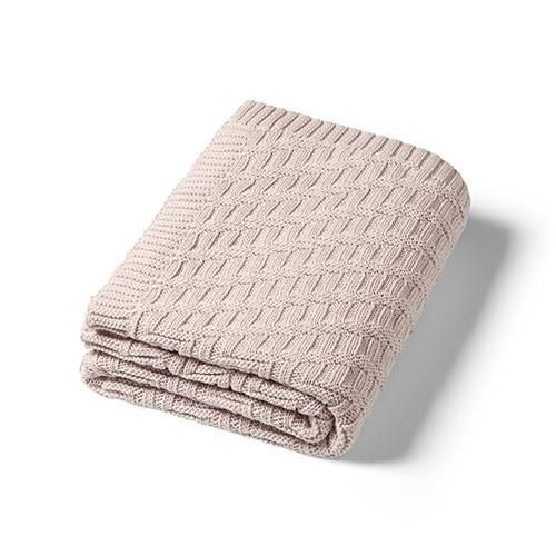 Beige knitted cotton blanket