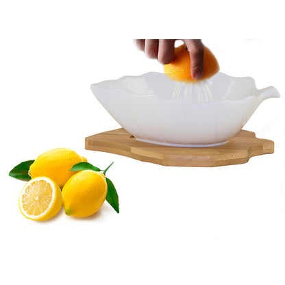 Lemon Juicer Porcelain With Bamboo Base
