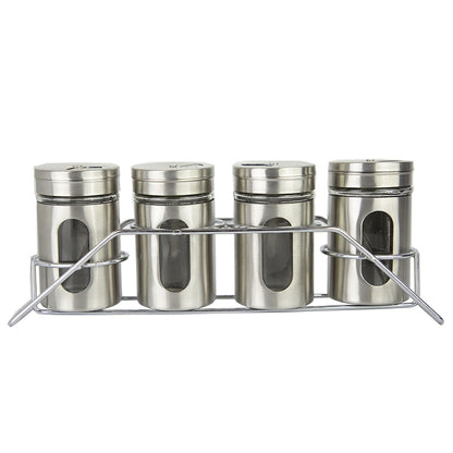 4-Pcs Stainless Steel Glass Spice Rack Set -100ml #CB-TWJ20