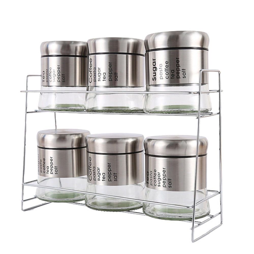 6-Pcs Stainless Steel Glass Seasoning Rack Set – 400ml #CB-TWJ12