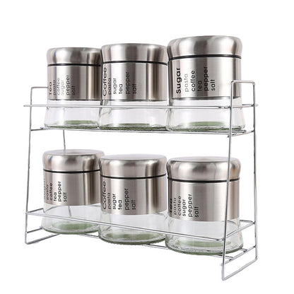 6-Pcs Stainless Steel Glass Seasoning Rack Set – 400ml #CB-TWJ12
