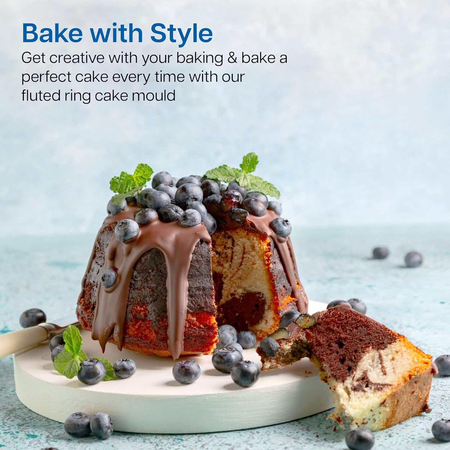 Danny Home Carbon Steel Premium quality , Non-stick Fluted Ring Cake Mould 22cm
