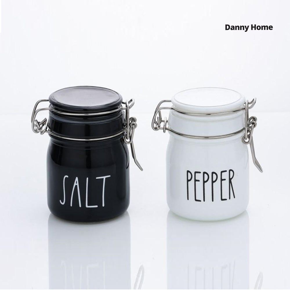 Danny Home 2-Pcs Salt & Pepper Glass Jar Storage – 190ml