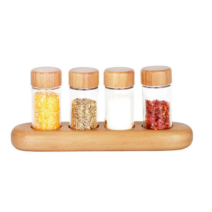 4 Jar Seasoning Bottle Set With Base Holder M-04 (D4 x H10)cm