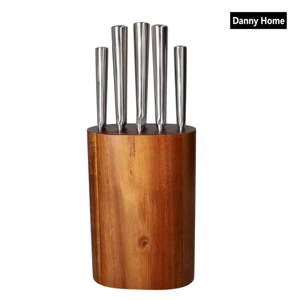 Danny Home 5-Pieces Stainless Steel Knife Set With Acacia Wood Block