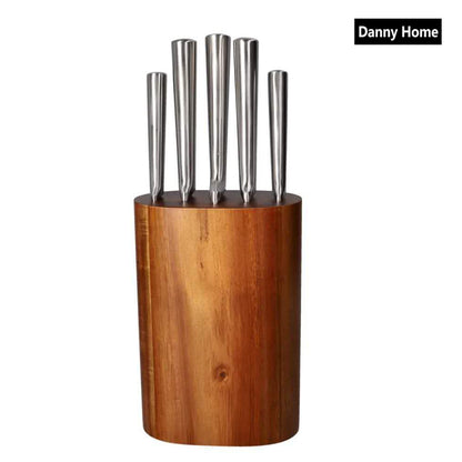 Danny Home 5-Pieces Stainless Steel Knife Set With Acacia Wood Block