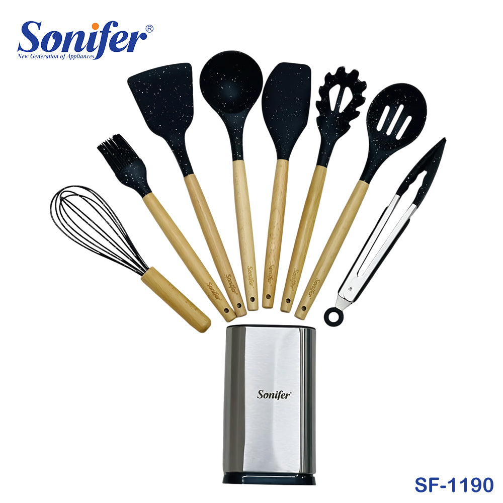 Sonifer SF-1190, 9-Piece Silicone Utensils Set with Holder