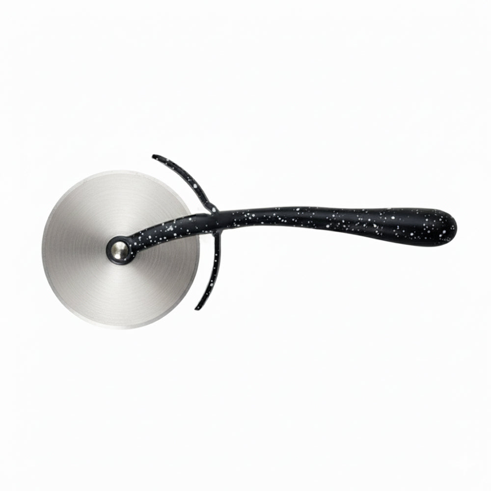 Stainless Steel Pizza Cutter Wheel with Metal Handle Black Granite Color