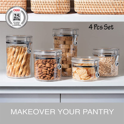 4pcs Clear Canister Set with Clamp Lids