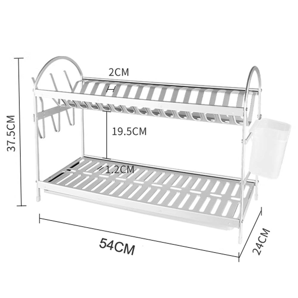 54-cm Aluminum Large 2-Layer Dish Rack