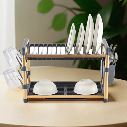 Binca Aluminum 2-Tier Dish Drying Rack ( Gold )