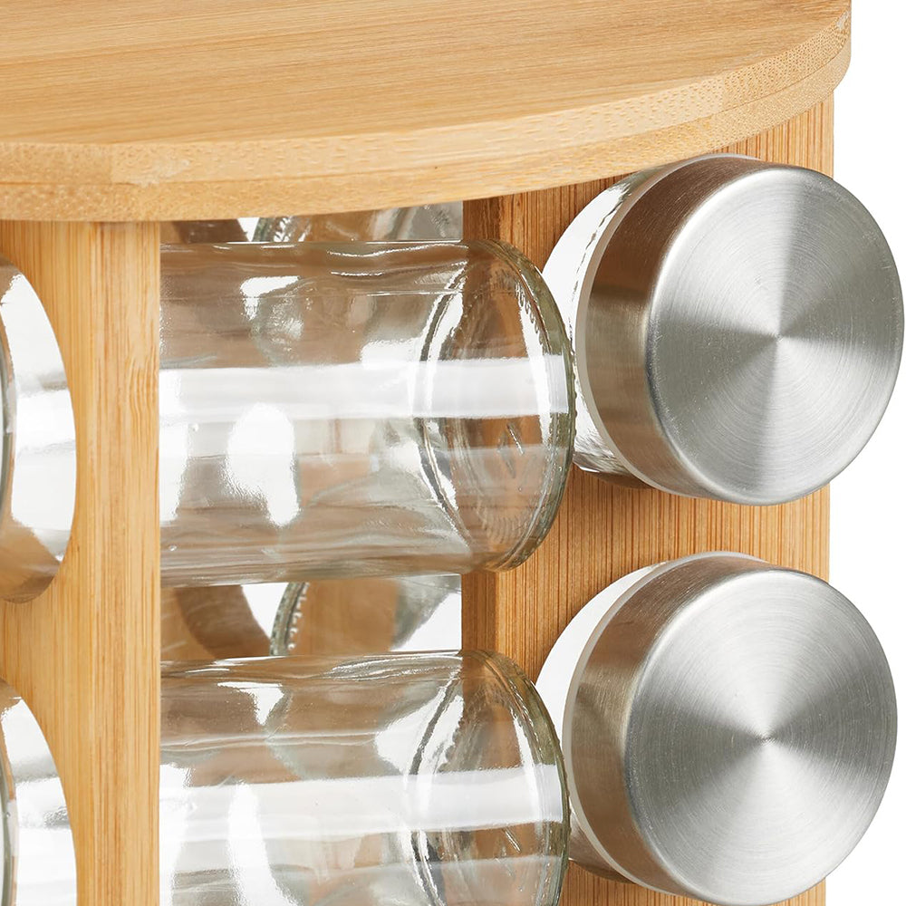 12-Glass Seasoning Jar with Rotatable Base Holder Set