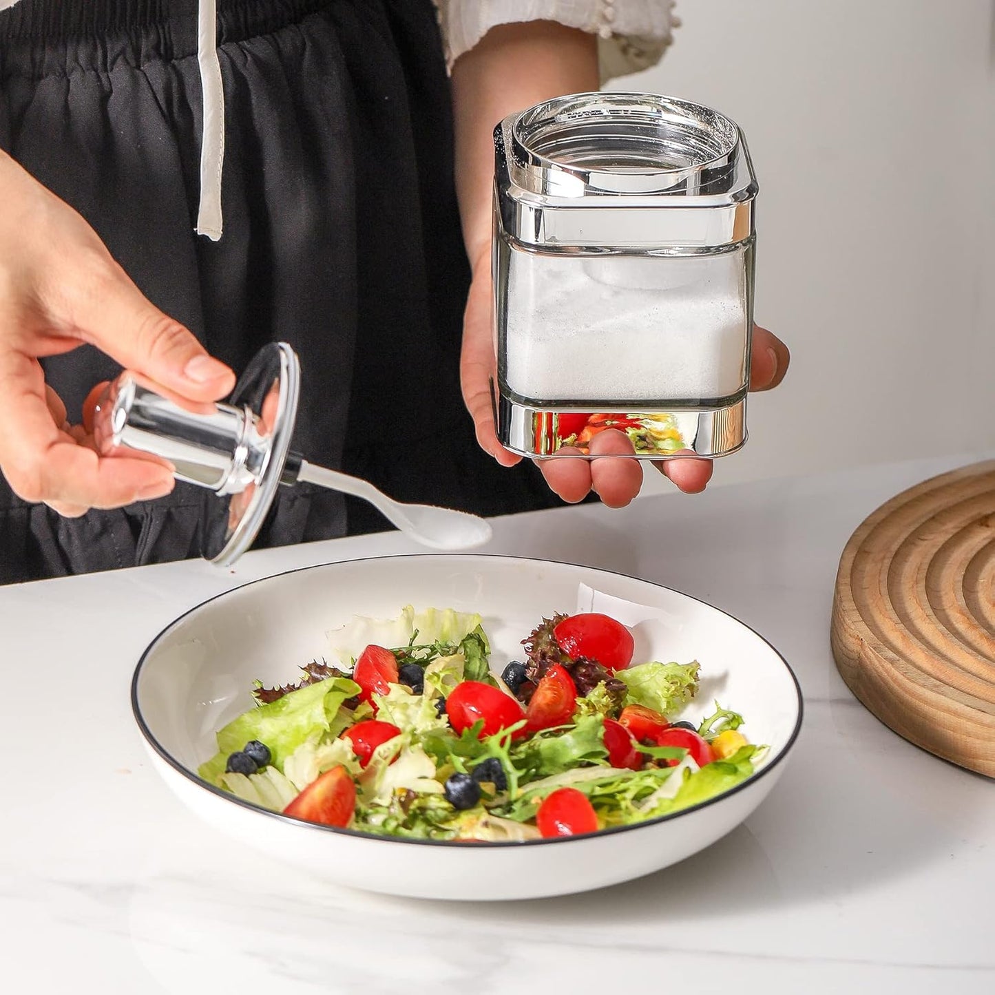 2-Pieces Transparent Glass Jar with Spoon