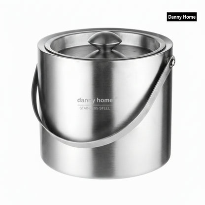 Danny Home Stainless Steel Double Wall Ice Bucket With Lid 2L