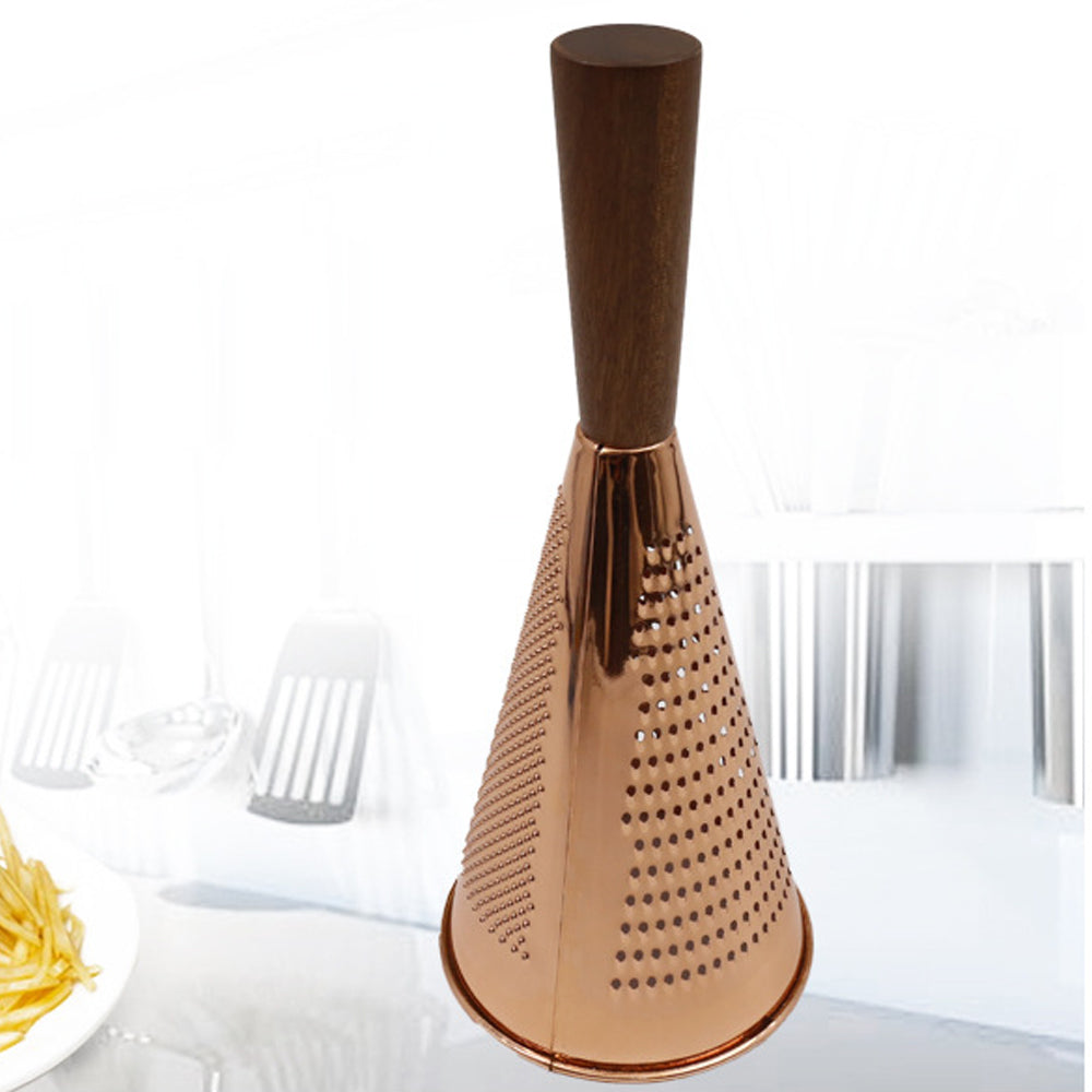 Wooden Handle Stainless Steel Grater Cone Shaped