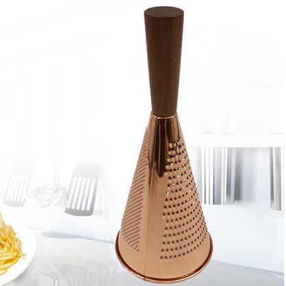Wooden Handle Stainless Steel Grater Cone Shaped