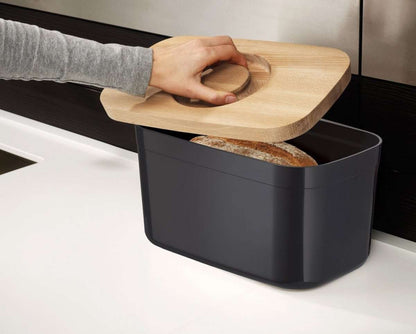 Bread Bin with cutting board black By Joseph Joseph