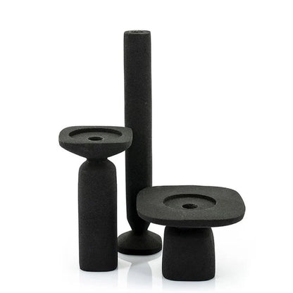 Candle Holder Squand Beige – Black – by By-Boo