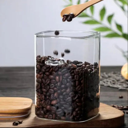 Glass Jar Container with Bamboo Lid + Spoon 270-ml