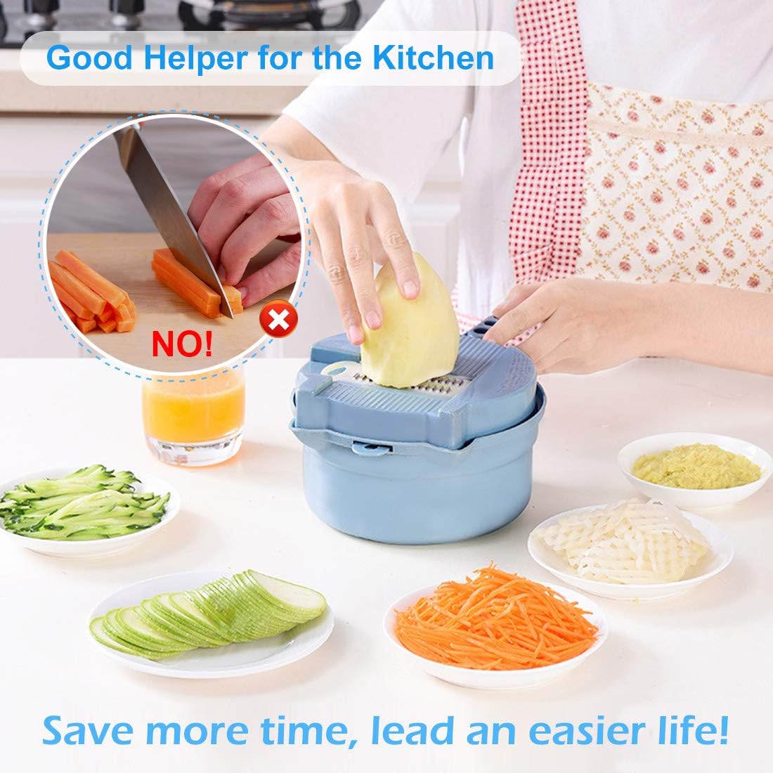 Vegetable Cutter Multifunctional Slicer with 4 Interchangeable Blades