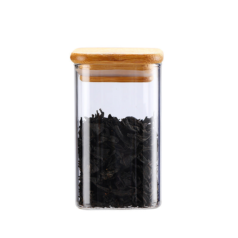 Clear Borosilicate Glass Storage Jar With Bamboo Lid 270-ml #XZ-F0002