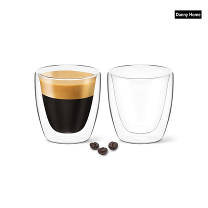 80ml 2-Pcs Danny Home Double Walled Espresso Glasses Set