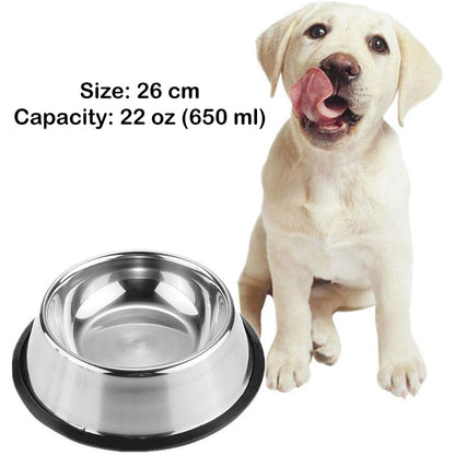 26cm Non-Slip Stainless Steel Dog Bowls
