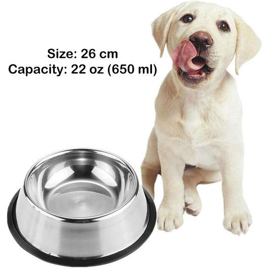 26cm Non-Slip Stainless Steel Dog Bowls