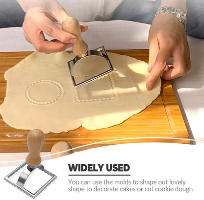 Stainless Steel Ravioli & Tart Cake Mold with Wooden Handle ( Square )