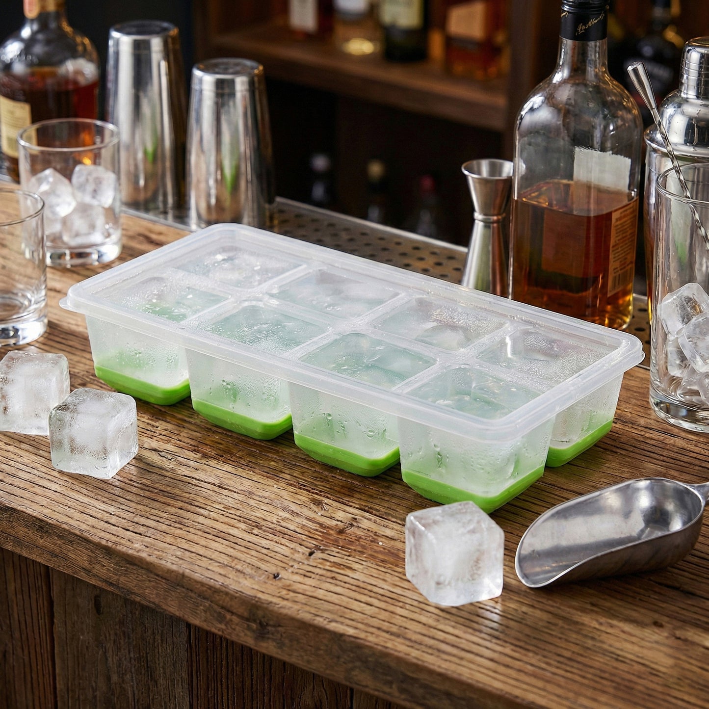 Ice Cube Tray with Silicone Bottom (8 Grid) #2248