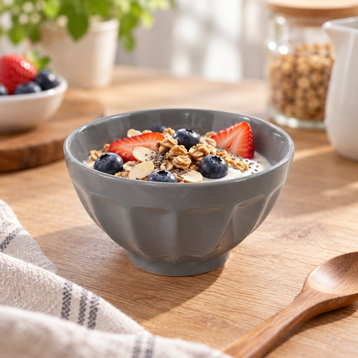Alpine Lodge Ceramic Bowl – Small – 3 Colour -Red / Grey / Ivory - 12 cm