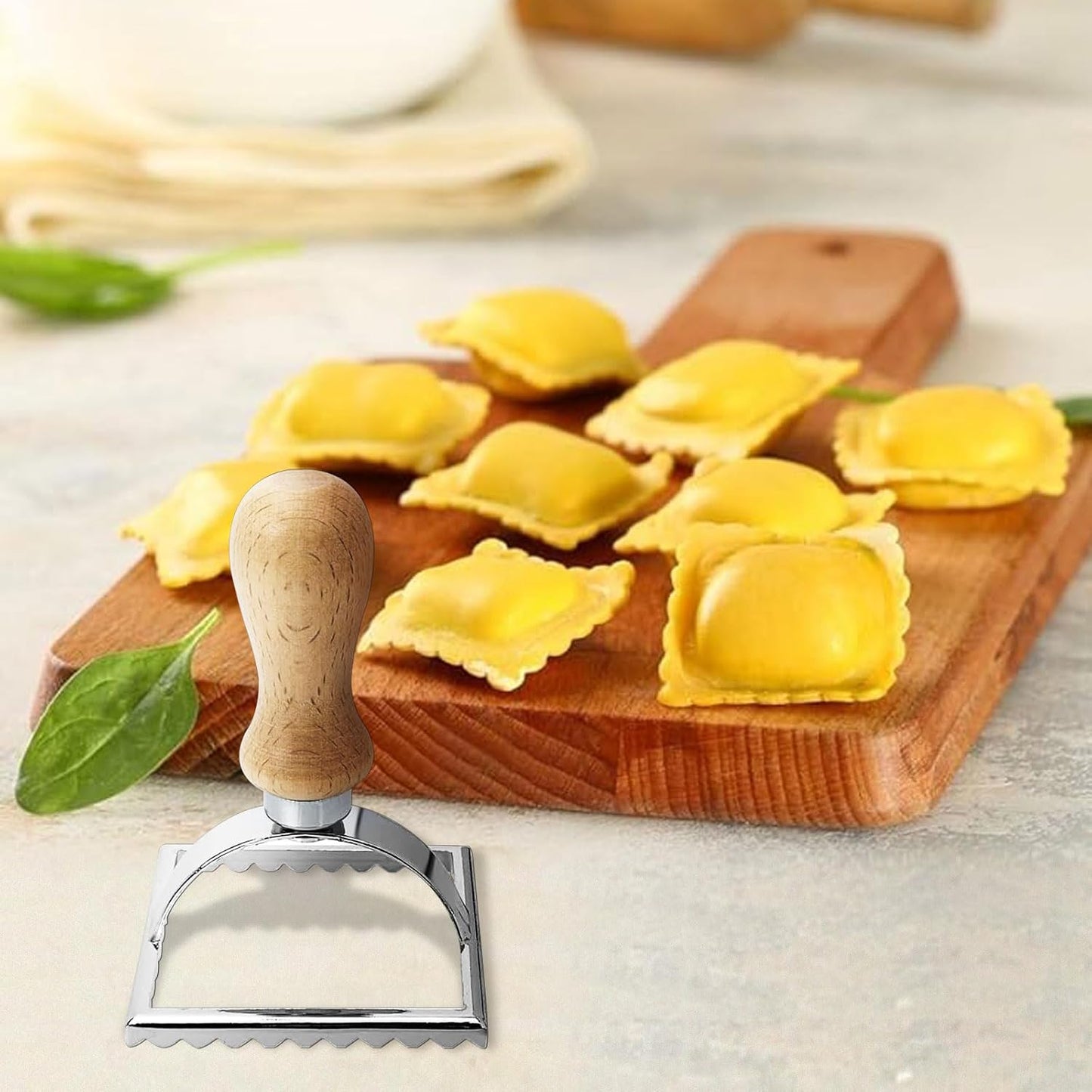 Stainless Steel Ravioli & Tart Cake Mold with Wooden Handle ( Square )