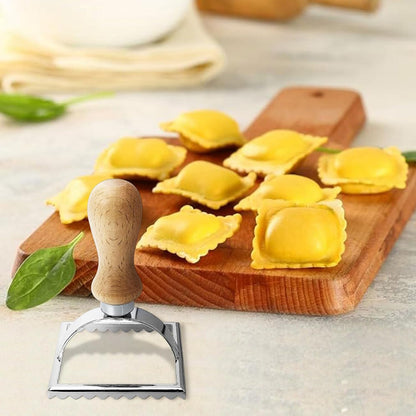 Stainless Steel Ravioli & Tart Cake Mold with Wooden Handle ( Square )