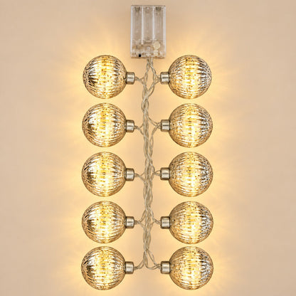 Christmas LED Glass Ball Garland – 10 Lights, Warm White