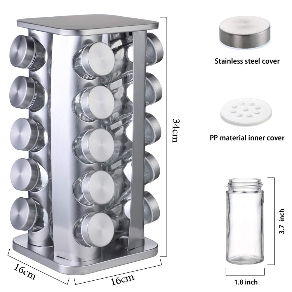 20-JARS 100ML Stainless Steel Rotating Seasoning Spice Jar Set