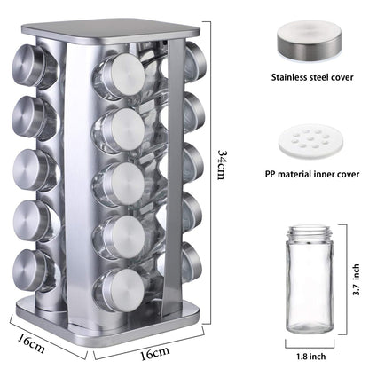 20-JARS 100ML Stainless Steel Rotating Seasoning Spice Jar Set