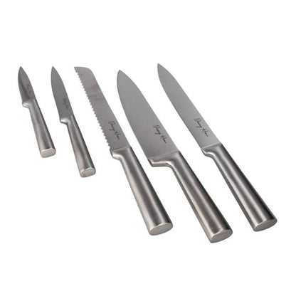 Danny Home 5-Pieces Stainless Steel Knife Set With Acacia Wood Block