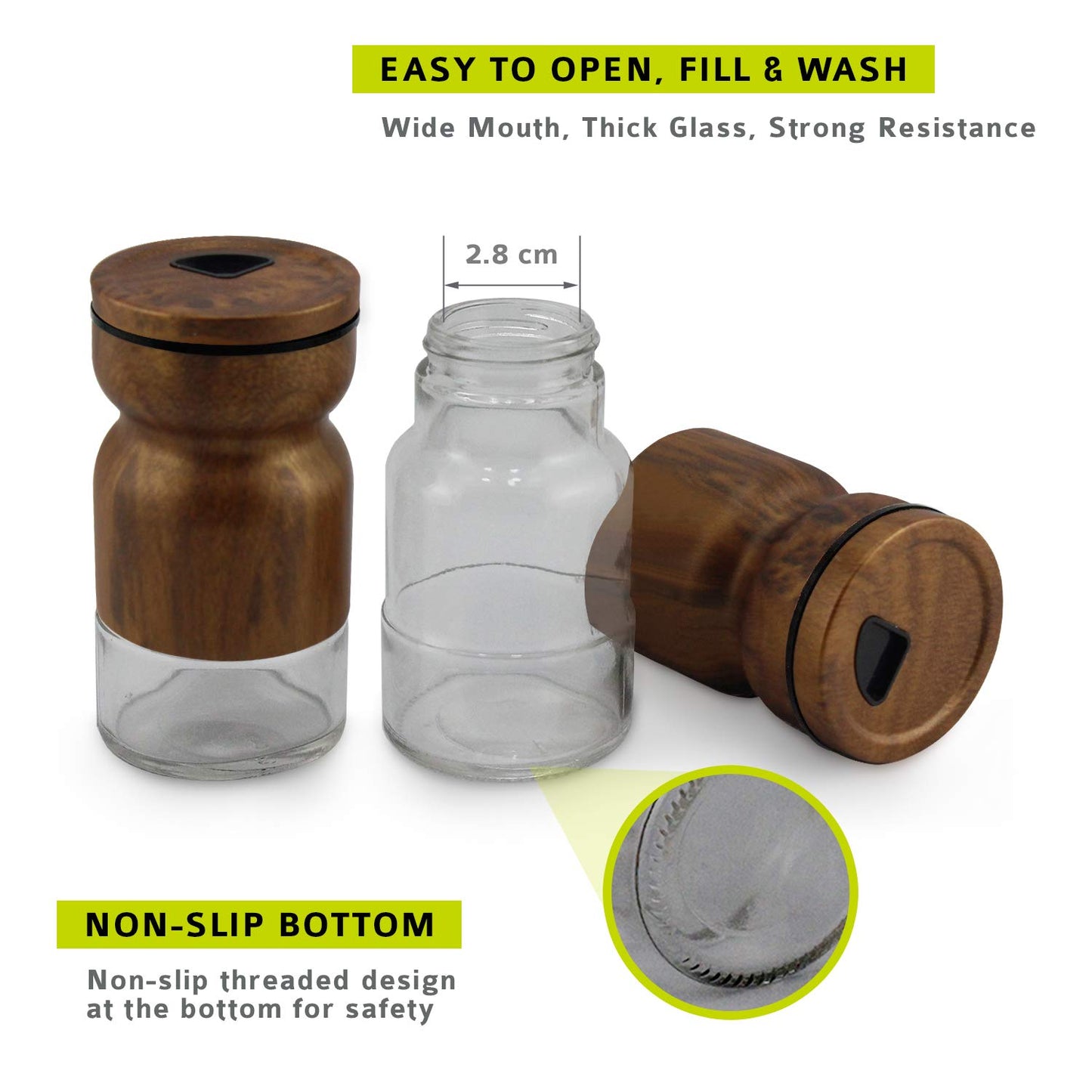 2-Pieces Glass Salt & Pepper Jar High Quality Metal Lid 130ml